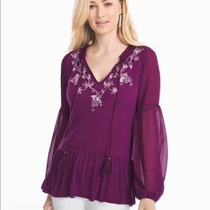 🥳3/$30🌸 WHBM plum hobo blouse with embroidery
